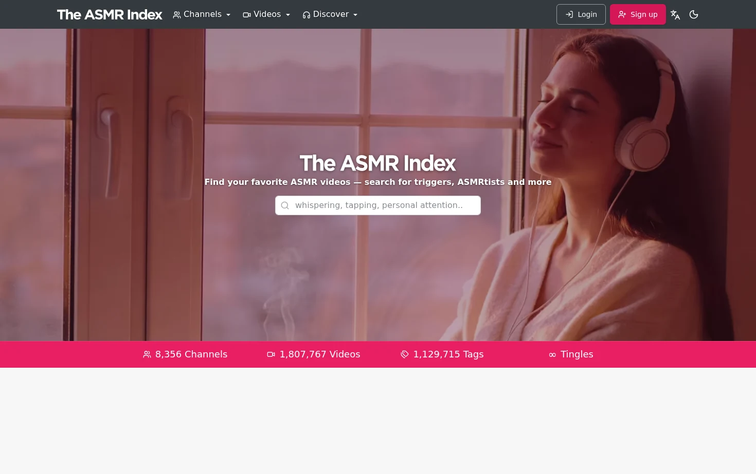 The ASMR Index 页面快照